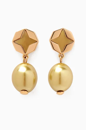 Kira Clover Pearl Drop Earrings in 18kt Gold-plated Brass