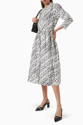 Logo-print Midi Dress in Silk