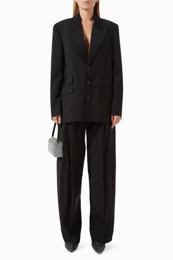 Tropical Mid-Rise Balloon Pants in Wool-blend
