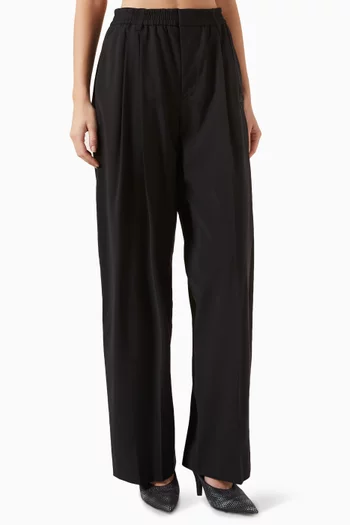 Tropical Mid-Rise Balloon Pants in Wool-blend
