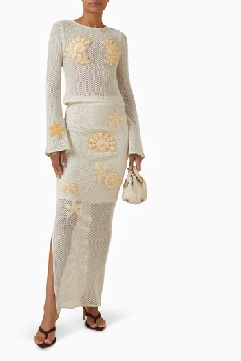 Enza Maxi Skirt in Crochet-knit