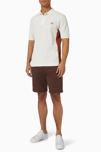 Panelled Polo Shirt in Cotton Piqué