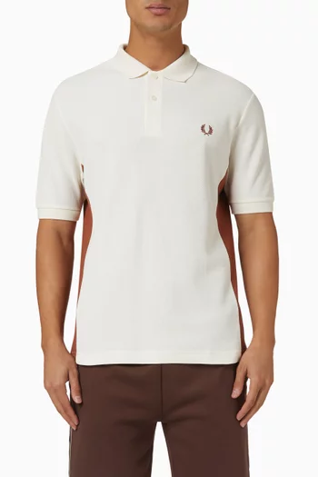 Panelled Polo Shirt in Cotton Piqué