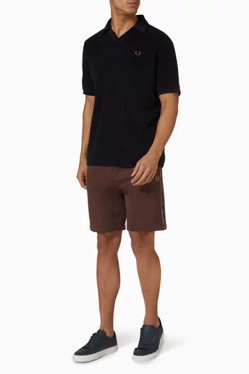 Open Collar Polo Shirt in Cotton Blend