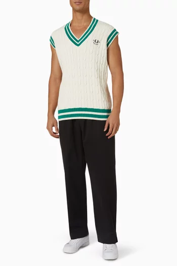 Cable-knit Tennis Sweater Vest in Cotton Blend