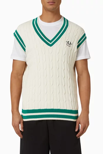 Cable-knit Tennis Sweater Vest in Cotton Blend