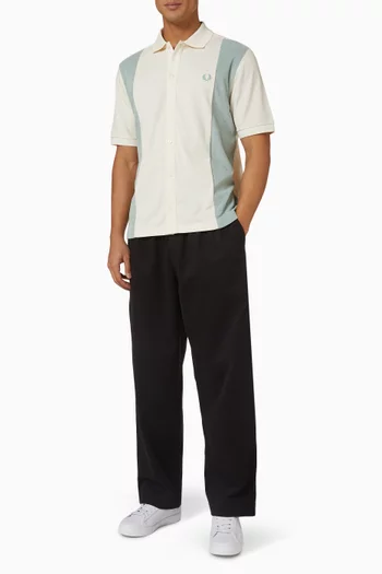 Towelling Panel Polo Shirt in Cotton Piqué