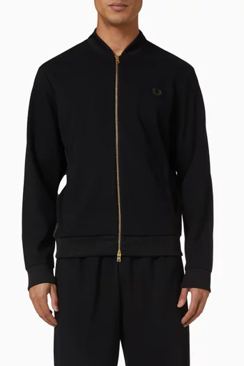 Towelling Tape Bomber Jacket in Twill