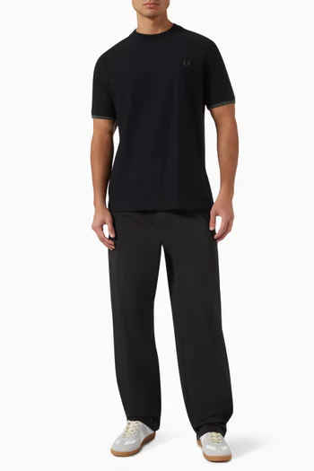 Tipped Cuff T-shirt in Cotton Piqué