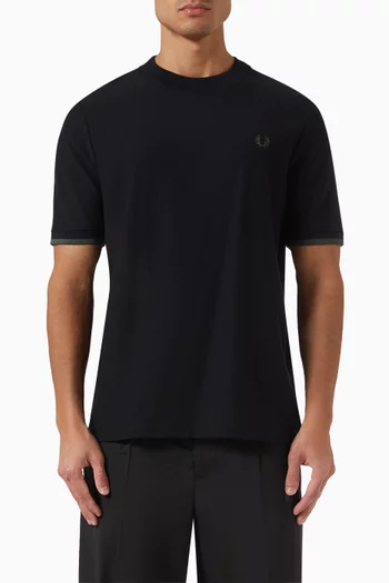 Tipped Cuff T-shirt in Cotton Piqué