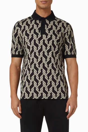 Printed Polo Shirt in Cotton Piqué