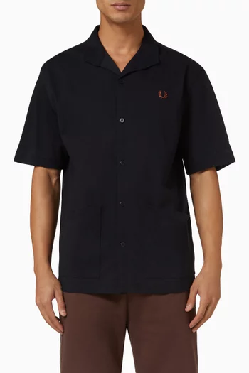 Button-down Shirt in Cotton Mesh