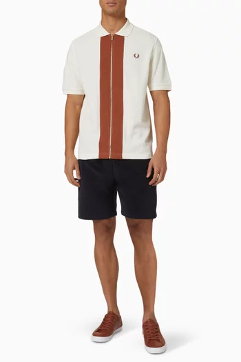 Zip-through Polo Shirt in Cotton Piqué
