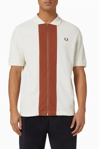 Zip-through Polo Shirt in Cotton Piqué