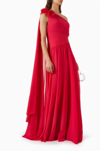Pleat Flower Gown in Chiffon