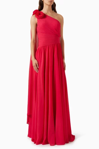 Pleat Flower Gown in Chiffon
