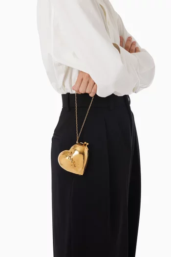 Evening Mini Heart Minaudière in Brass