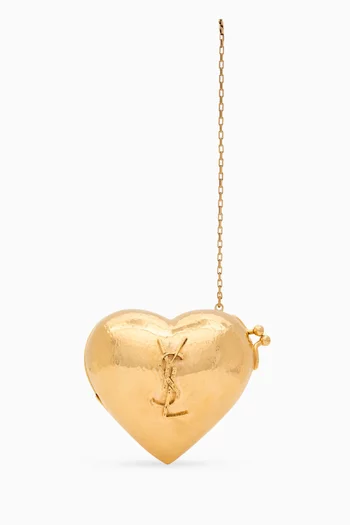 Evening Mini Heart Minaudière in Brass