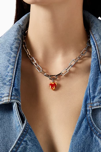 Heart-On-Fire Pendant in Sterling Silver
