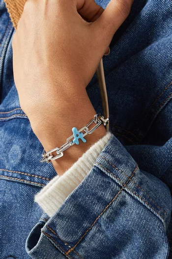 Letter 'A' Charm in Enamel & Sterling Silver