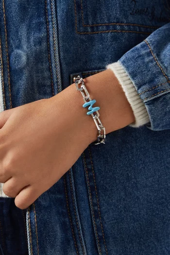 Letter 'M' Charm in Enamel & Sterling Silver