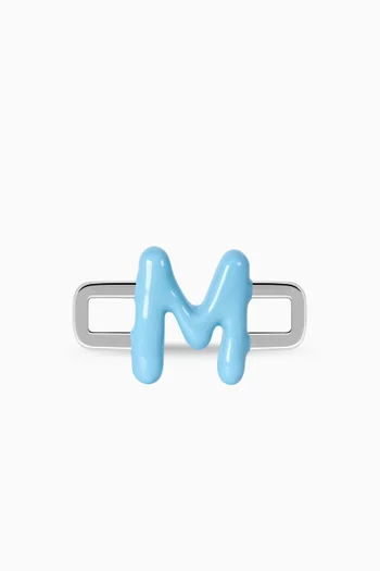 Letter 'M' Charm in Enamel & Sterling Silver