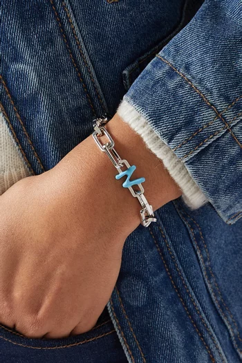 Letter 'N' Charm in Enamel & Sterling Silver