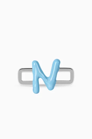 Letter 'N' Charm in Enamel & Sterling Silver