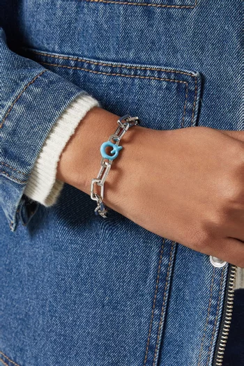 Letter 'Q' Charm in Enamel & Sterling Silver