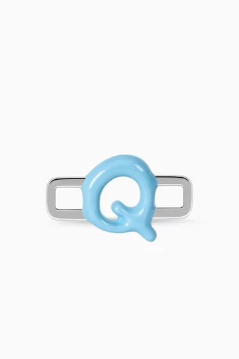 Letter 'Q' Charm in Enamel & Sterling Silver