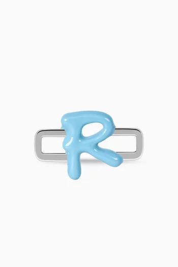 Letter 'R' Charm in Enamel & Sterling Silver