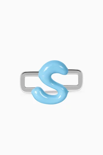Letter 'S' Charm in Enamel & Sterling Silver