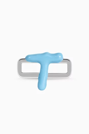 Letter 'T' Charm in Enamel & Sterling Silver