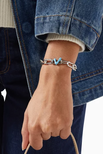 Letter 'V' Charm in Enamel & Sterling Silver
