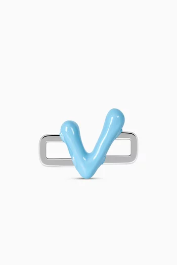 Letter 'V' Charm in Enamel & Sterling Silver