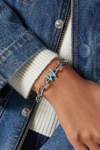 Letter 'W' Charm in Enamel & Sterling Silver
