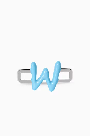 Letter 'W' Charm in Enamel & Sterling Silver