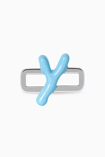 Letter 'Y' Charm in Enamel & Sterling Silver