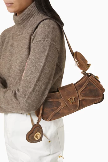 حقيبة كتف اورورا ميني جلد شمواه