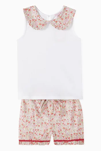 Flores Floral-print Shorts in Cotton-poplin