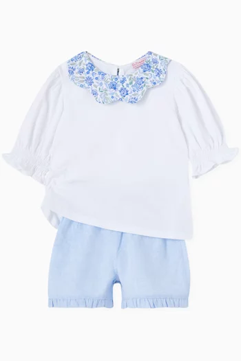 Flores Frilled Shorts in Cotton-poplin