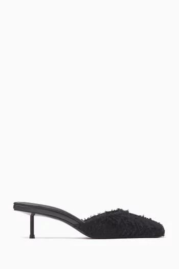 Feathered 40 Square-toe Mules in Silk