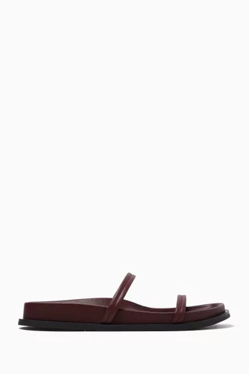 Fine Double Strap Slides in Leather