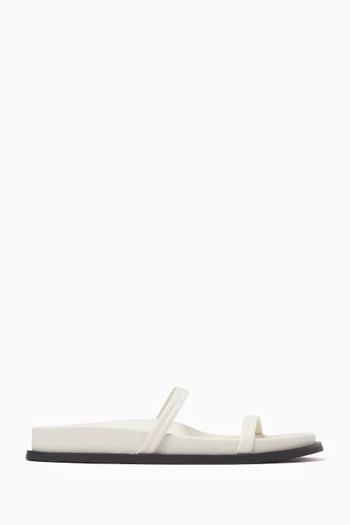 Fine Double Strap Slides in Leather