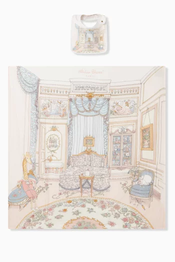 طقم صدرية وبطانية مربعة بطبعة غرفة نوم فرنسية قطن عضوي