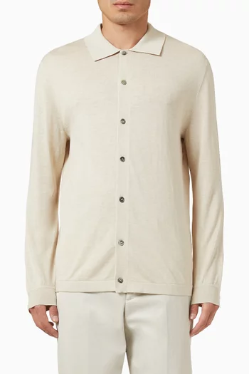 Buttoned Polo Shirt in Silk-cotton