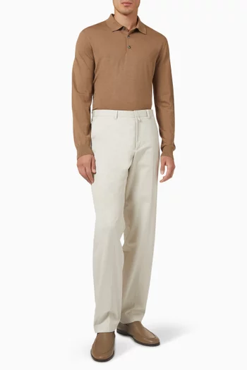 Buttoned Polo Shirt in Silk-cotton