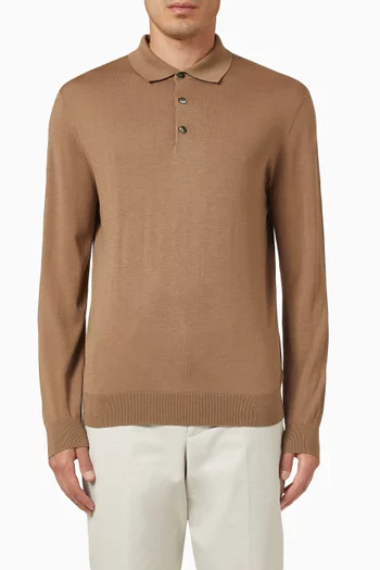 Buttoned Polo Shirt in Silk-cotton