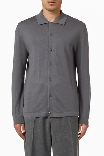 Buttoned Polo Shirt in Silk-cotton