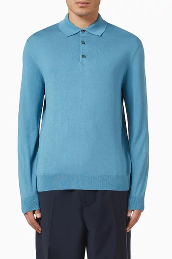 Buttoned Polo Shirt in Silk-cotton